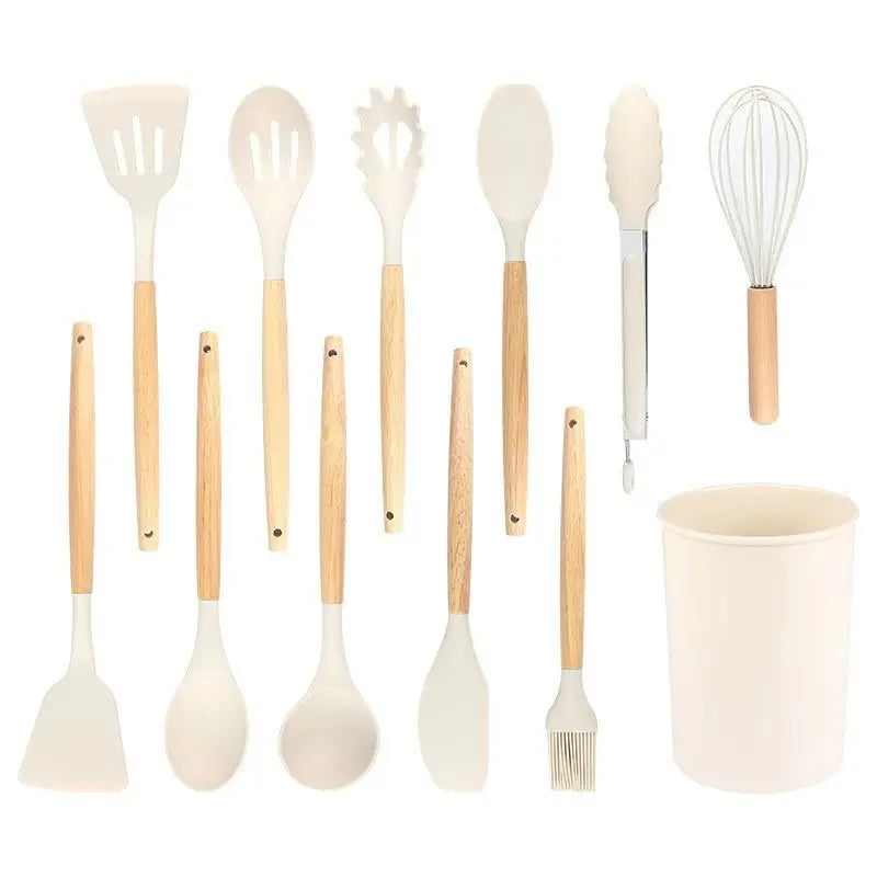 12Pc Silicone Utensil Set –Cooking Supply ,Dishwasher & High Heat – Multifunction Turner, Ladle, Pasta Fork – Everyday Kitchen Essentials for Families – No Scratches, No Melting。