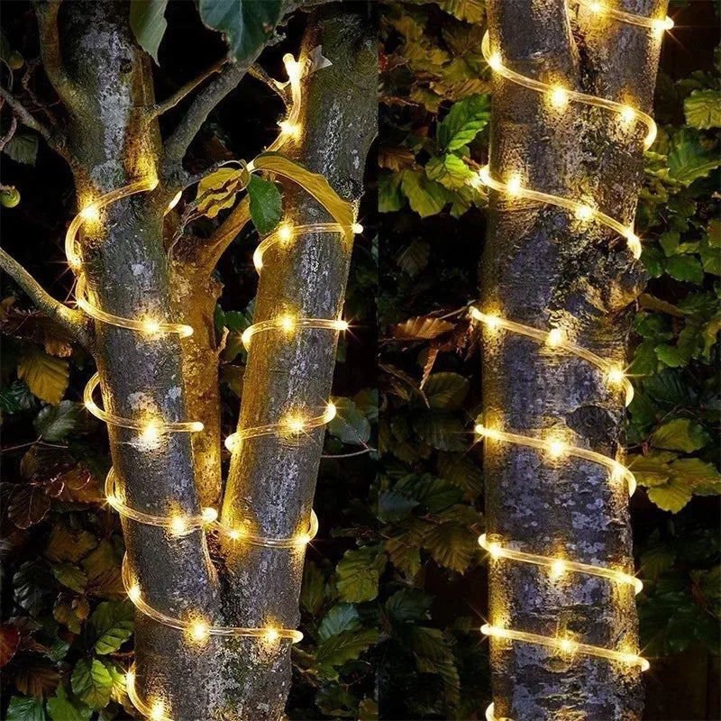 Outdoor Solar Lights Garland Rope String Lights 7-32M LED Garden Garland Waterproof Tube Lamp for Garden Christmas Decoration