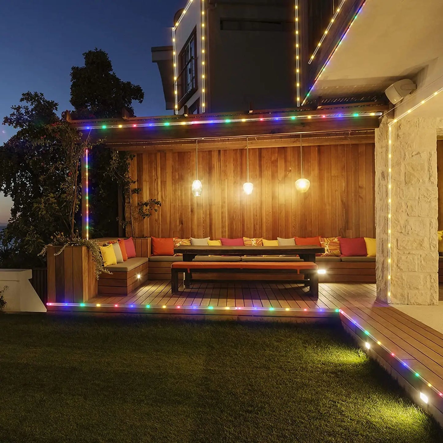 Outdoor Solar Lights Garland Rope String Lights 7-32M LED Garden Garland Waterproof Tube Lamp for Garden Christmas Decoration