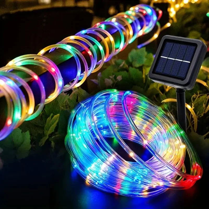 Outdoor Solar Lights Garland Rope String Lights 7-32M LED Garden Garland Waterproof Tube Lamp for Garden Christmas Decoration